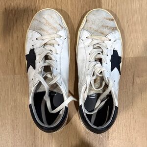 Golden Goose White and Black & Tiger Striped Athletic Shoes